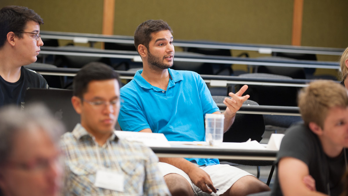 Students answering questions during class at the University of Idaho College of Law.