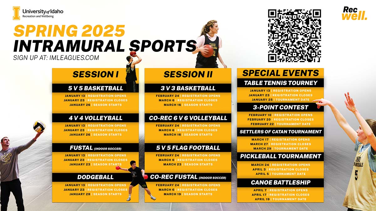 Spring 2025 intramural schedule