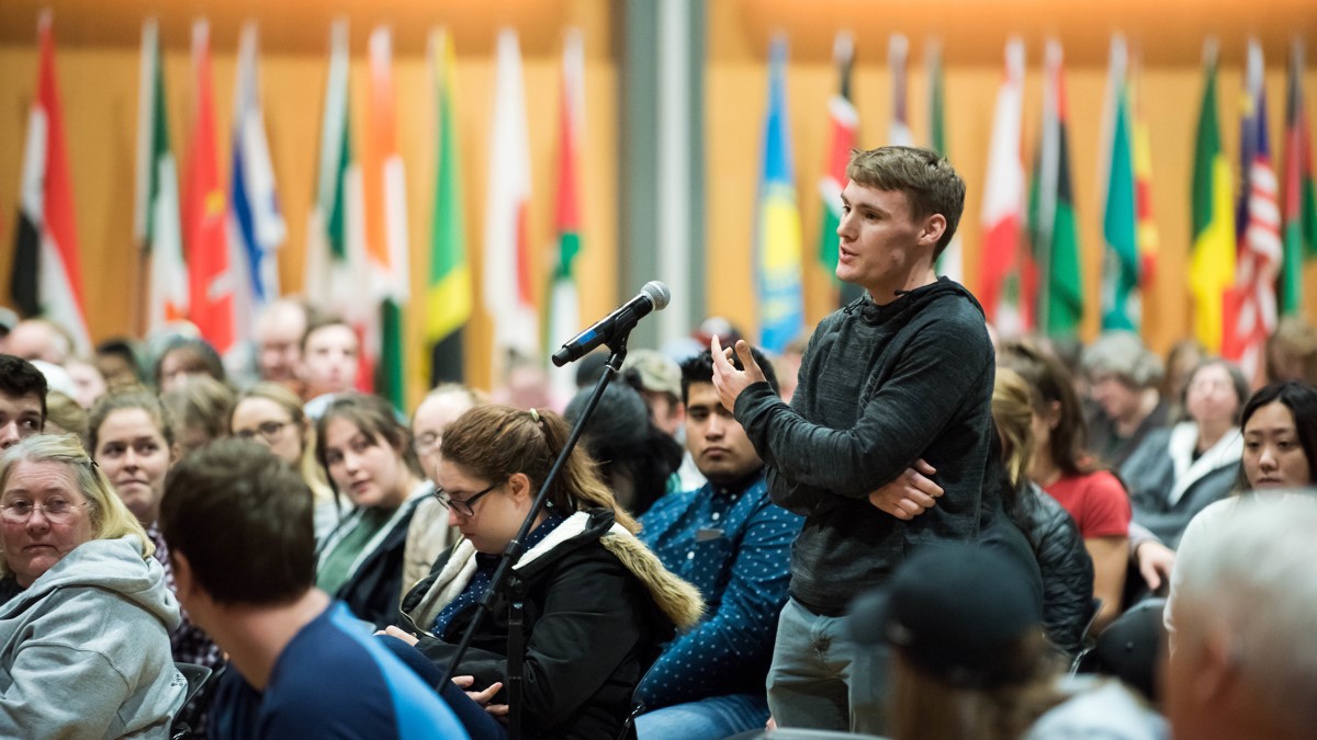 Audience member asks question in the International Ballroom