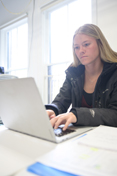 A student works at a computer