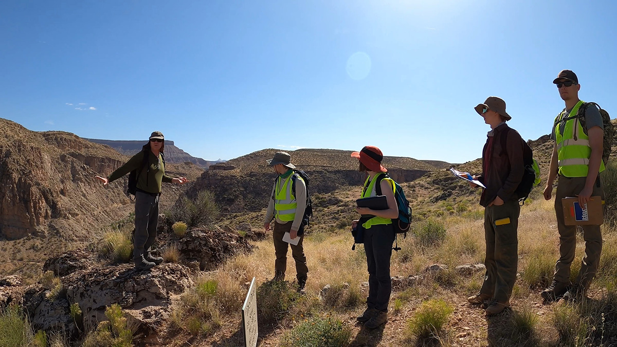 Group of students overlooking a canyon.